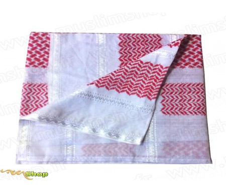 Grand foulard Palestinien (Keffieh) de couleur Rouge et Blanc