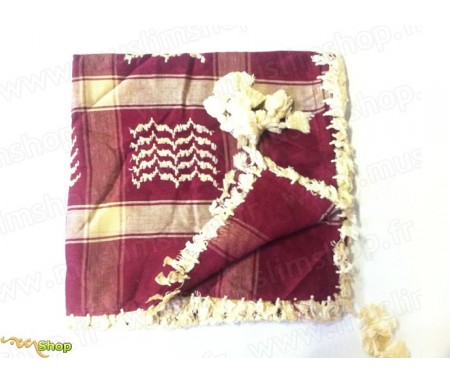 Grand foulard Palestinien (Keffieh) de couleur Grenat