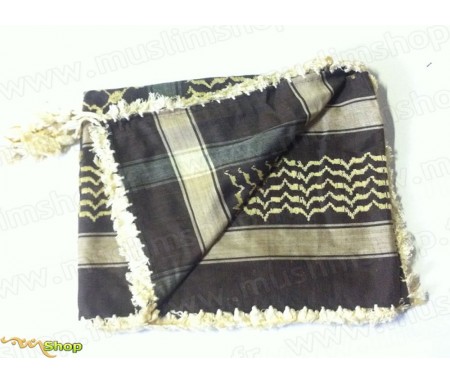 Grand foulard Palestinien (Keffieh) de couleur Gris et Beige