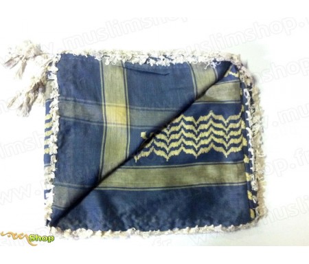 Grand foulard Palestinien (Keffieh) de couleur Bleu et Jaune
