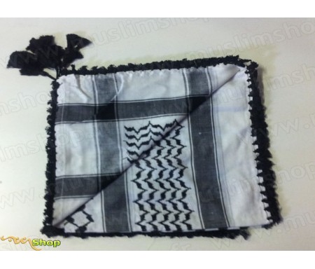 Grand foulard Palestinien (Keffieh) de couleur Dominante de Blanc et Noir