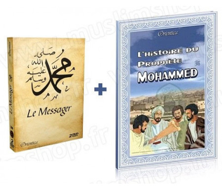 Pack : Livre L'Histoire du Prophète Mohammed + Coffret 2 DVD Le Messager (Film d'animations bilingue français / arabe)