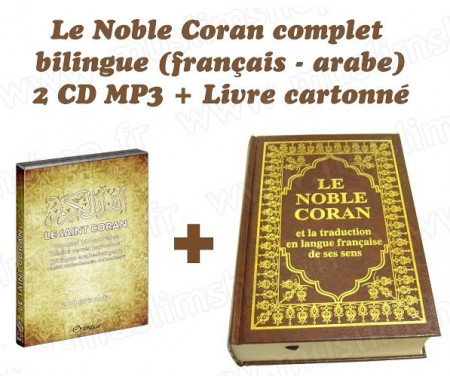 Pack Livre + 2 CD MP3 : Coran complet bilingue (arabe / français)