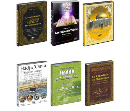 Pack 6 DVD de Référence : Le Saint Coran - Le Tajwîd - La Prière - Le Hajj - Les Hadiths - Les invocations