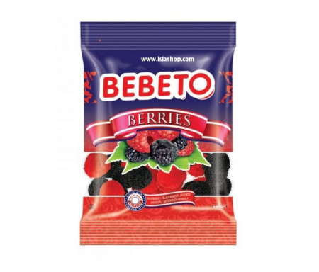 Bonbons Berries Framboise et Mûre (Baies) - Fabriqué avec du vrai Jus de Fruit - Bebeto - Sachet 80gr
