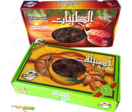 Pack Ramadan Dattes Fraiches Deglet Noor d'Algérie - Qualité supérieure - Assila & Taïbatte - 2Kg