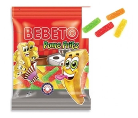  Bonbons Halal Pome Fritz (Pomme frittes) - Fabriqué avec du vrai Jus de Fruit - Bebeto - Sachet 175gr