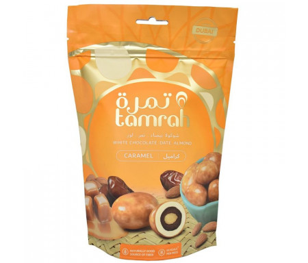 Tamrah - Dattes aux amandes enrobées de Chocolat caramel - 100gr