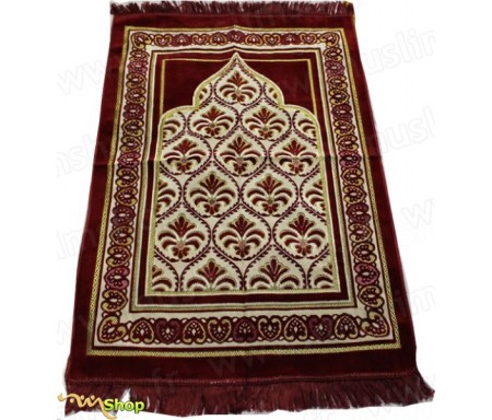 Tapis de prière - Rouge Ecarlate Motif Florale