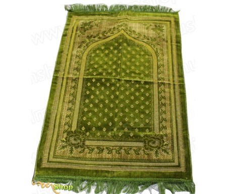 Tapis de prière Velours Vert Anis - Motif losange