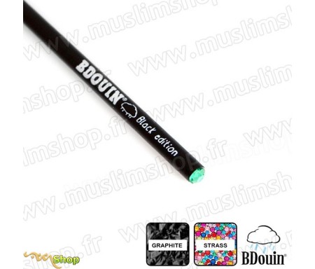 Crayon en bois et strass Vert "Black Edition" - Bdouin