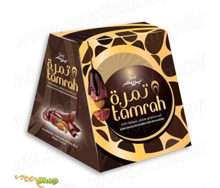 Tamrah - Pyramide Dattes aux amandes enrobées chocolat noir 100g
