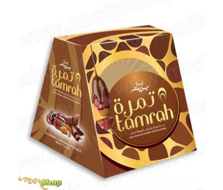 Tamrah - Pyramide Dattes aux amandes enrobées chocolat au lait 100g