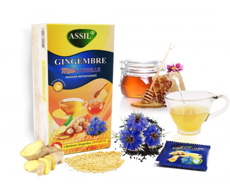Assil - Thé naturel au Gingembre, miel & nigelle