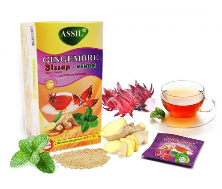 Assil - Thé naturel au Gingembre, Bissap & menthe