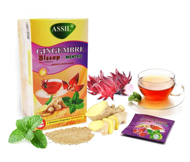 Thé naturel au Gingembre, Bissap & menthe chez Assil sur