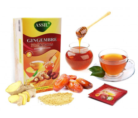 Assil - Thé naturel au Gingembre, miel & dattes rouges