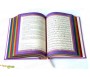 Le Noble Coran avec pages en couleur Arc-en-ciel (Rainbow) - Bilingue (français/arabe) - Couverture Daim de couleur mauve